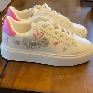 Aldo White and Pink Platform Athletic Shoes